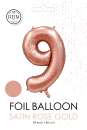 XXL Folienballon Zahl 9 Satin Rosegold